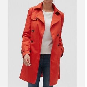 Banana Republic Red Double-Breasted Trench Coat, XS